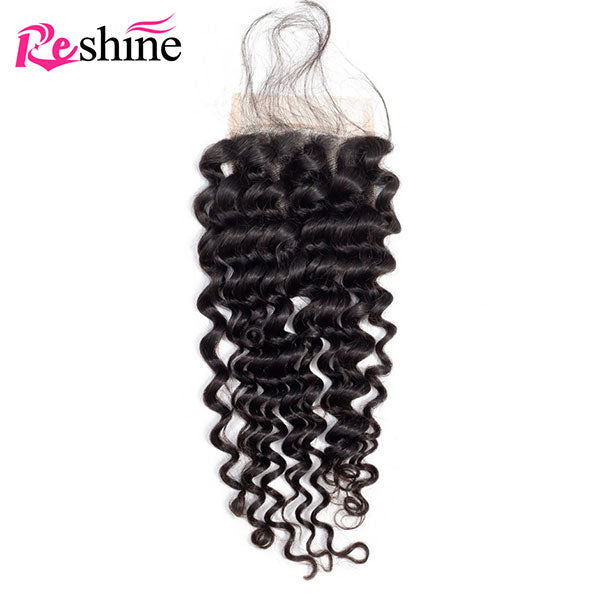 Reshine Hair 4x4 Deep Wave Swiss Lace Closure With Baby Hair Natural Color - reshine