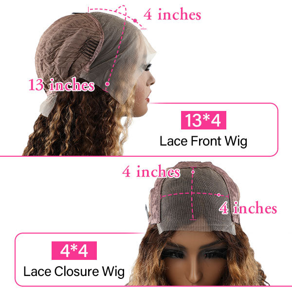Reshine Hair Ombre Color Closure Wigs Cheap Kinky Curly Wigs