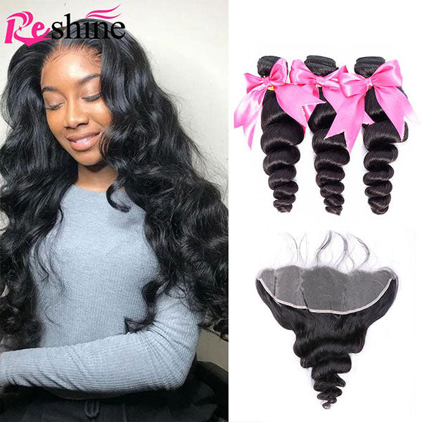 loose wave human hair 3 bundles with frontal