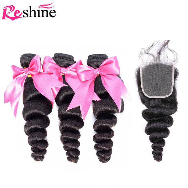 lloose wave human hair bundles with closure