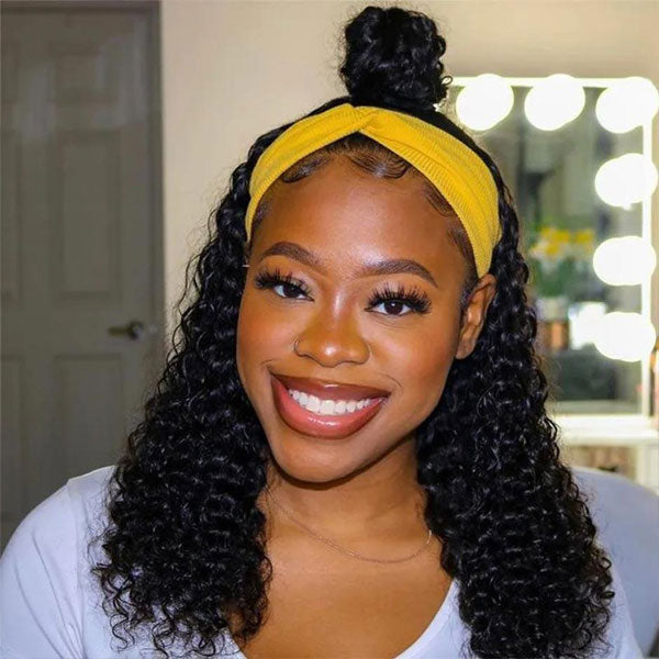 Deep Wave Hair Wigs Headband Wig No Lace No Glue