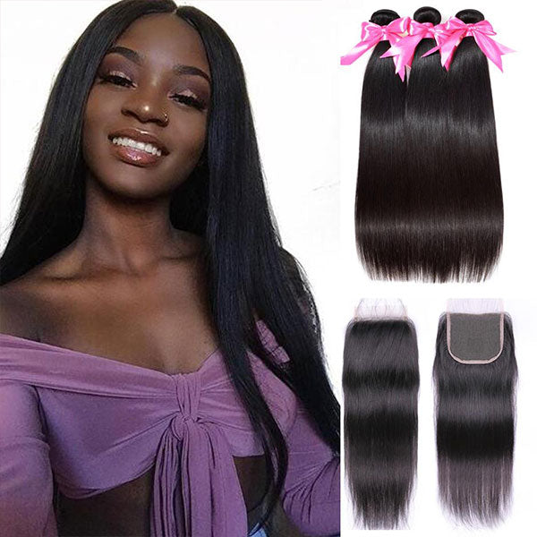 peruvian straight hair bundles with closure