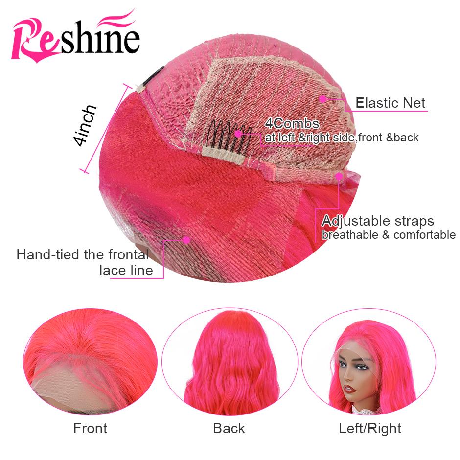 Colorful Body Wave Lace Front Human Hair Wigs 613 Blonde Lace Wig Blue Pink - reshine
