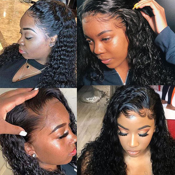 transparent lace wigs water wave hair human hair wigs