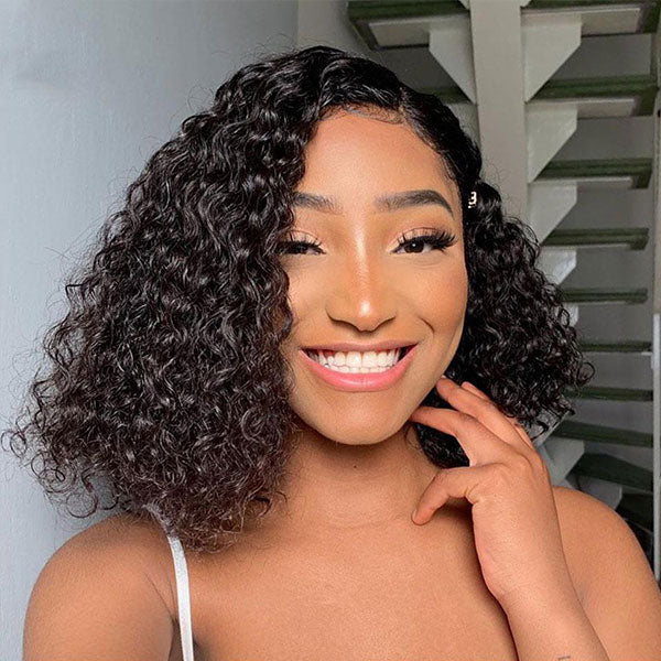 short curly hair bob wigs water wave hair