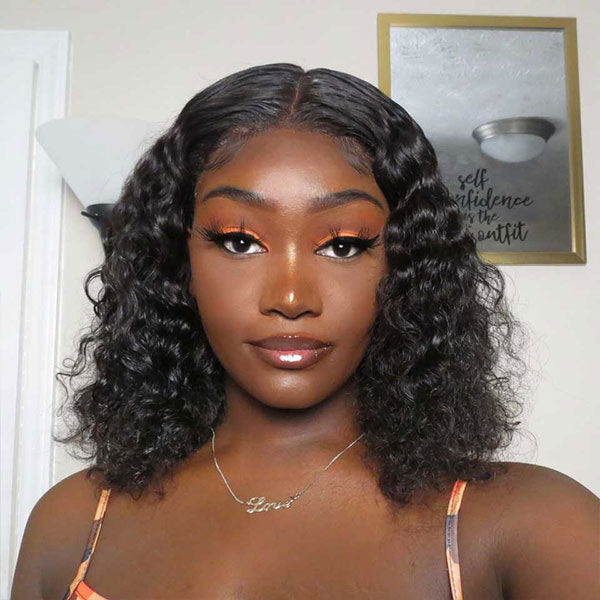 short bob wig curly hair water wave wig
