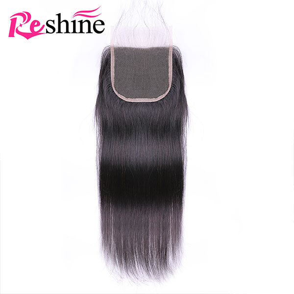 Reshine Hair Straight Human Hair Lace Closure Free Part Middle Part Swiss Lace Closure - reshine