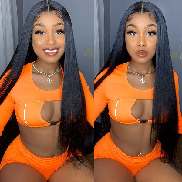 Straight Hair Lace Front Wigs Pre Plucked With Baby Hair
