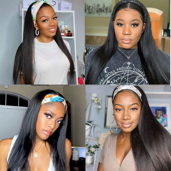 straight human hair wigs headband wigs for women