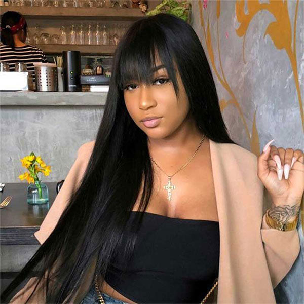straight wigs with bangs