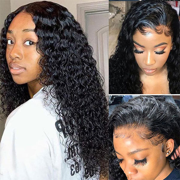water curly hair transparent lace wigs