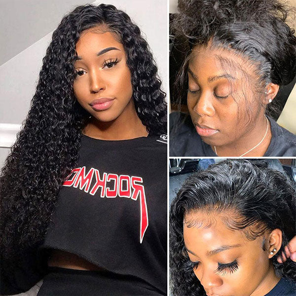 water wave human hair wigs with baby hairs