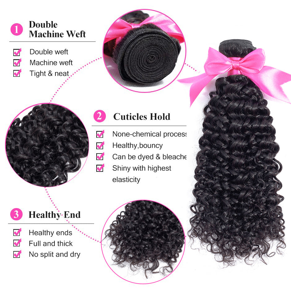 Water Wave Hair Bundles With Frontal Curly Weave Human Hair Bundles With Frontal Closure - reshine