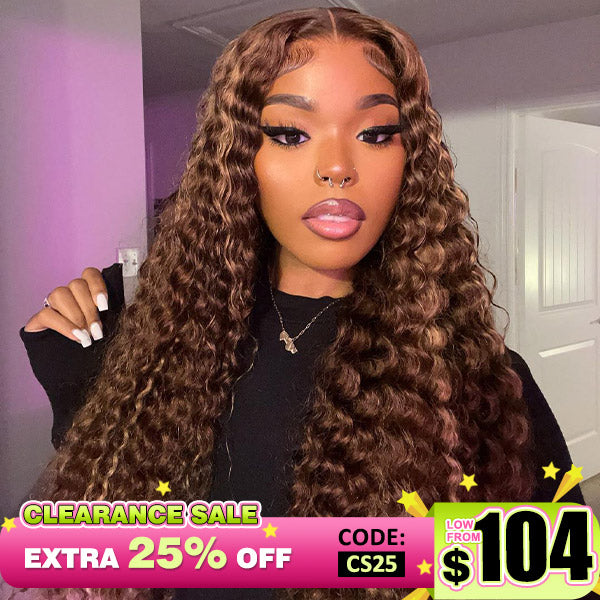 [Clearance Sale] Glueless Human Hair Wigs Deep Wave Ombre Highlight Wear And Go Wigs 4x6 HD Lace Wigs - reshine