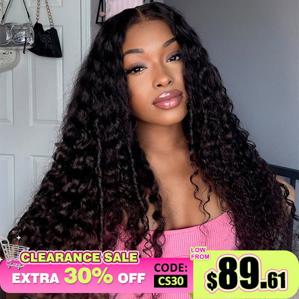 [Clearance Sale] Deep Wave Wear Go Wigs Transparent Lace Front Wigs Deep Curly Hair Wigs For Black Women - reshine