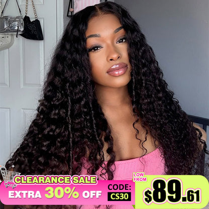 [Clearance Sale] Deep Wave Wear Go Wigs Transparent Lace Front Wigs Deep Curly Hair Wigs For Black Women - reshine