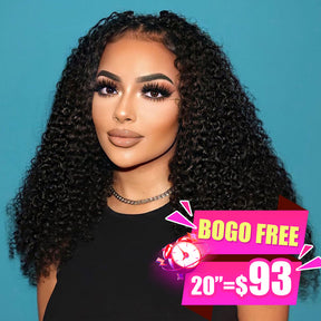 【BOGO】 Kinky Curly 13x4 Lace Front Human Hair Wigs Curly Hair Wigs For Black Women Full & Thick Invisible Lace Wigs