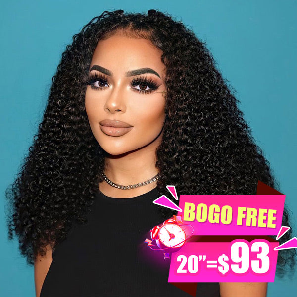 【BOGO】 Kinky Curly 13x4 Lace Front Human Hair Wigs Curly Hair Wigs For Black Women Full & Thick Invisible Lace Wigs