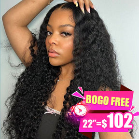 【BOGO】Reshine Hair Deep Wave Brazilian Curly Hair 13x4 Lace Front Human Hair Wigs For Black Woman Natural Color