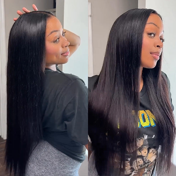 Beached Knots Straight Hair 13x6 Lace Front Wig Transparent Lace Straight Human Hair Wigs For Black Women