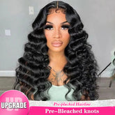 Loose Deep Wave Pre Bleached Knots HD Lace Closure Human Hair Wigs For Black Women - reshine