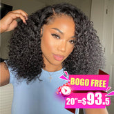 【BOGO】 Kinky Curly 13x4 Lace Front Human Hair Wigs Curly Hair Wigs For Black Women Full & Thick Invisible Lace Wigs