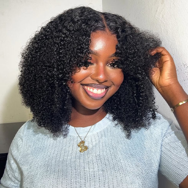 [Clearance Sale] 250% Density Bleached Knots Afro Curly Wear Go Glueless Wigs Pre-cut 7x5 HD Lace Ready To Go Wigs Natural Hairline