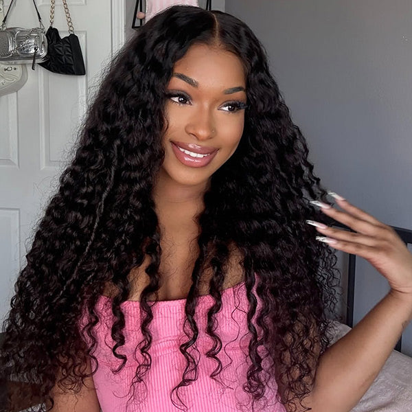 [Clearance Sale] Deep Wave Wear Go Wigs Transparent Lace Front Wigs Deep Curly Hair Wigs For Black Women - reshine