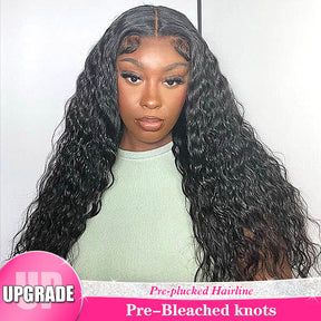 Pre-Bleached Knots Water Wave Hair HD Lace Closure Wigs For Black Women - reshine