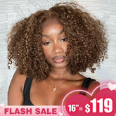 [Valentine's day] Sapphireallia Same Style Glueless Ready To Wear Wigs Ombre Highlight Kinky Curly 4X6 HD Lace Wigs - reshine
