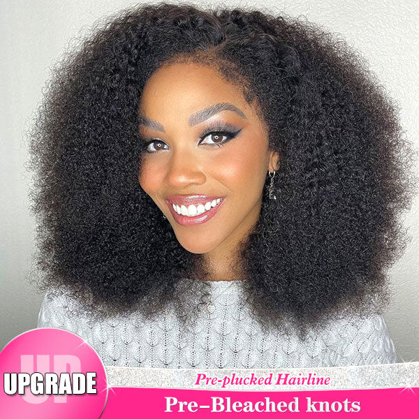 Bleached Knots Afro Curly Hair HD Lace Closure Wigs 4x4 5x5 Lace Wigs For Women - reshine