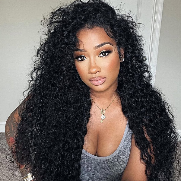 3 In 1 Wear Go Half Wig Water Wave Drawstring Human Hair Wig for Beginner - reshine