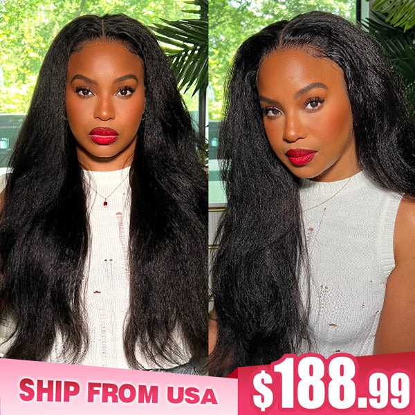 [24Hrs Fast Shipping] AlwaysAmeera Same Kinky Straight Pre-cut HD Lace Wear Go Glueless Wigs 4x6 Lace Human Hair Wigs