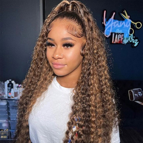 [Clearance Sale] Glueless Human Hair Wigs Deep Wave Ombre Highlight Wear And Go Wigs 7x5 Transparent Lace Wigs - reshine