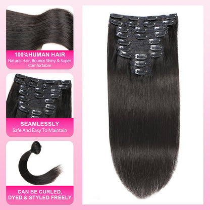 Straight Clip In Hair Extensions 7&10 Pieces/Set Remy Hair For Women - reshine