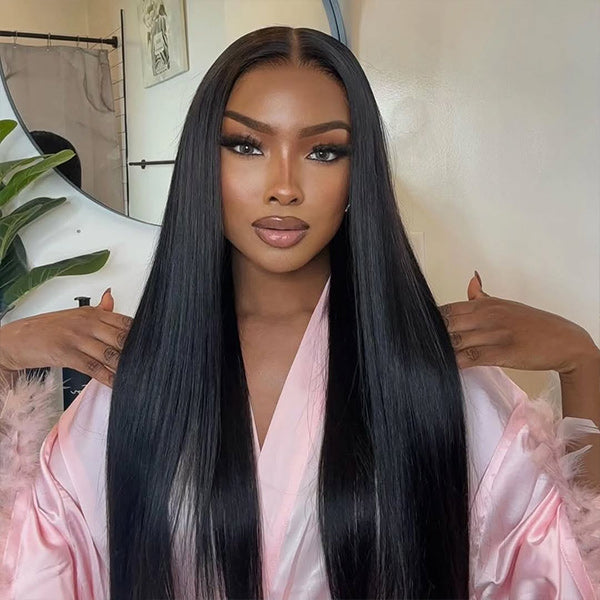 [Clearance Sale] Bleached Knots Lace Pre-cut Glueless Wear Go Wigs Straight Hair 7x5 HD Lace Wigs 180% Density - reshine
