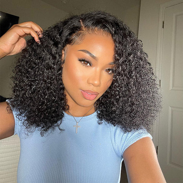 【BOGO】 Kinky Curly 13x4 Lace Front Human Hair Wigs Curly Hair Wigs For Black Women Full & Thick Invisible Lace Wigs