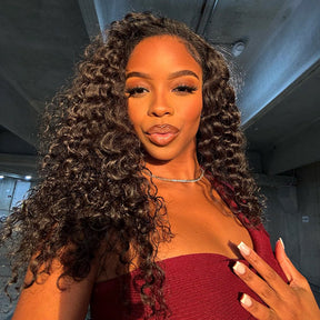 [24Hrs Fast Shipping] 250% Density Bleached Knots Deep Wave Glueless Wear Go Wigs 7x5 Pre-cut HD Lace Closure Wigs - reshine