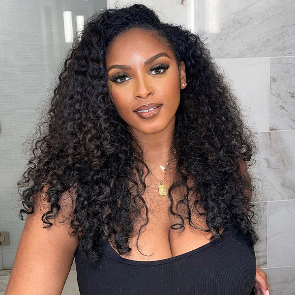 [Clearance Sale]Bleached Knots Water Wave Curly Hair Wigs 13x6 Transparent Lace Frontal Wig - reshine