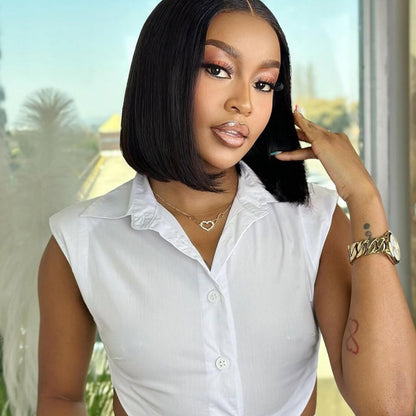 Summer New Arrival Beached Knots 13x6 Lace Front Straight Bob Wig Transparent Lace Human Hair Wigs For Black Women - reshine