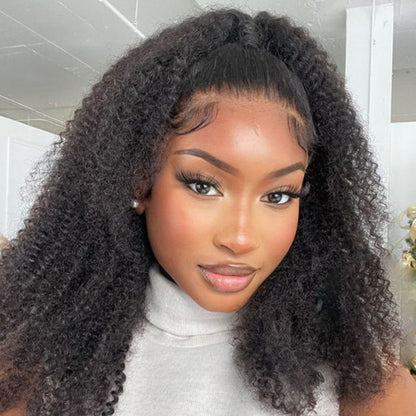 [5x5 4x4 wig] Bleached Knots Afro Curly Hair Lace Closure Wigs 100% Human Hair Coily Curly Hair Lace Wigs For Black Women - reshine