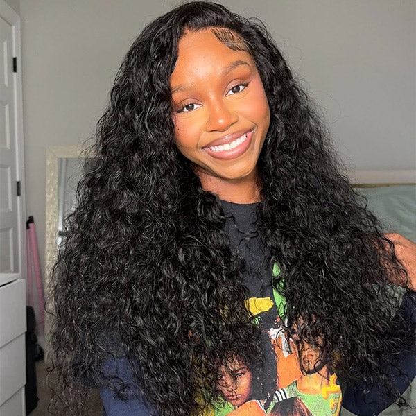 Reshine Hair Bleached Knots Water Wave Hair Lace Front Wigs 13x6 Transparent Lace Wig Virgin Human Hair Wigs