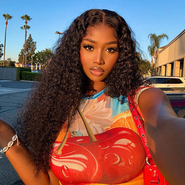 [Clearance Sale]Bleached Knots Water Wave Curly Hair Wigs 13x6 Transparent Lace Frontal Wig - reshine