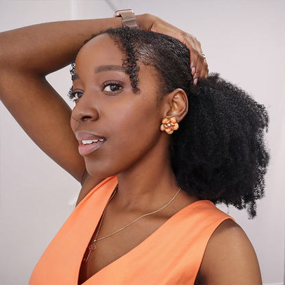 Reshine Hair 3 In 1 Half Wig Afro Culry Invisible Hairline Human Hair Wig For Black Women - reshine