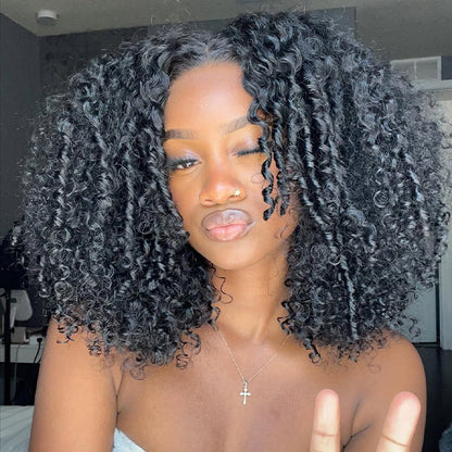 3 In 1 Wear Go Half Wig Kinky Curly Flip Over Wig Easy Wear For Black Women - reshine