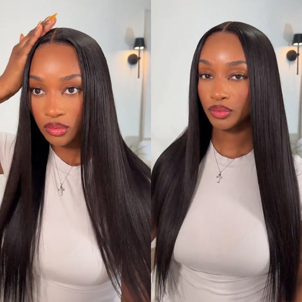 Beached Knots Straight Hair 13x6 Lace Front Wig Transparent Lace Straight Human Hair Wigs For Black Women - reshine