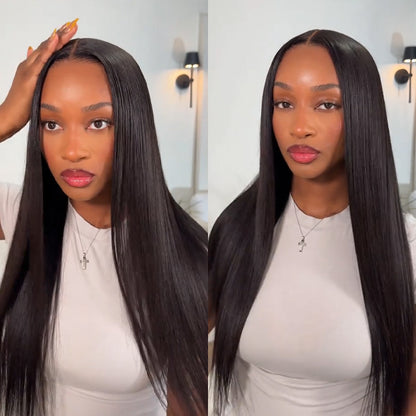 Beached Knots Straight Hair 13x6 Lace Front Wig Transparent Lace Straight Human Hair Wigs For Black Women - reshine