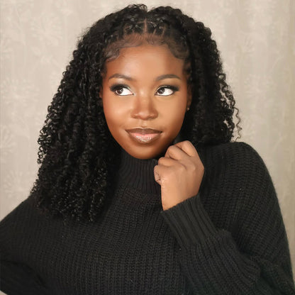 Reshine Hair 3 In 1 Half Wig Afro Culry Invisible Hairline Human Hair Wig For Black Women - reshine