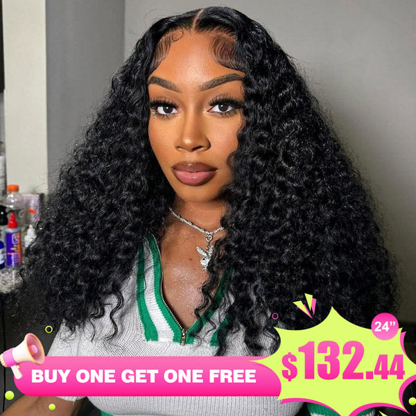 [BOGO]Bleached Knots 6X9 Deep Wave Pre-cut Lace 100% Human hair Glueless Wear Go Wig