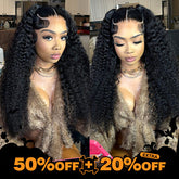 Queenleora Same Long Mongolian Curly Hair Wigs Water Wave Human Hair HD Lace Front Wigs